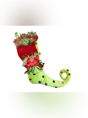 Pier 1 Imports Curled Elf Christmas Stocking 34 Inch Red Green